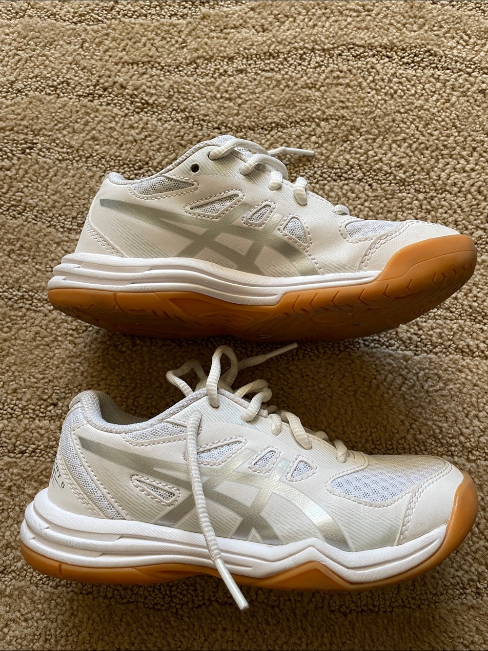 Girls Asics White and Gum-Tone Mesh Athletic Sneakers - Picture 3 of 4